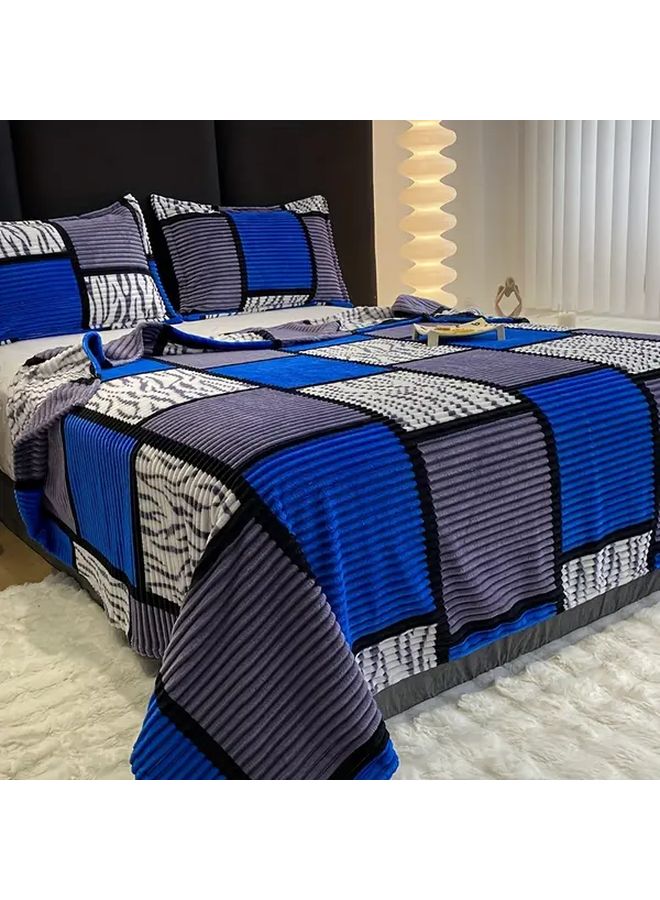 Lanca Square Grid Soft Milk Fleece Throw Blanket 59.06x78.74 Inch Ultra Soft Printed Patchwork Design All Season - Image 2